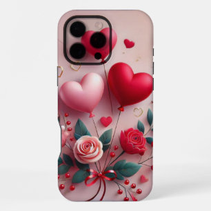 Cute Valentine's balloons & roses iPhone 16 Pro Max Case