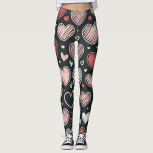 Cute Valentine's chalk hearts Leggings