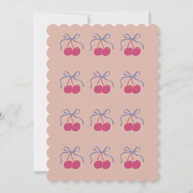 Cute valentines, cherry illustration greeting card (Front)