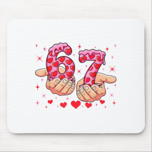 Cute Valentines Day 67 Hearts Funny Six Seven Meme Mouse Pad