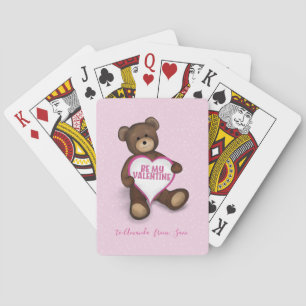 Cute Valentine's Day Adorable Teddy Bear Playing Cards