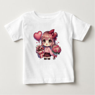 Cute Valentine's day anime girl Baby T-Shirt