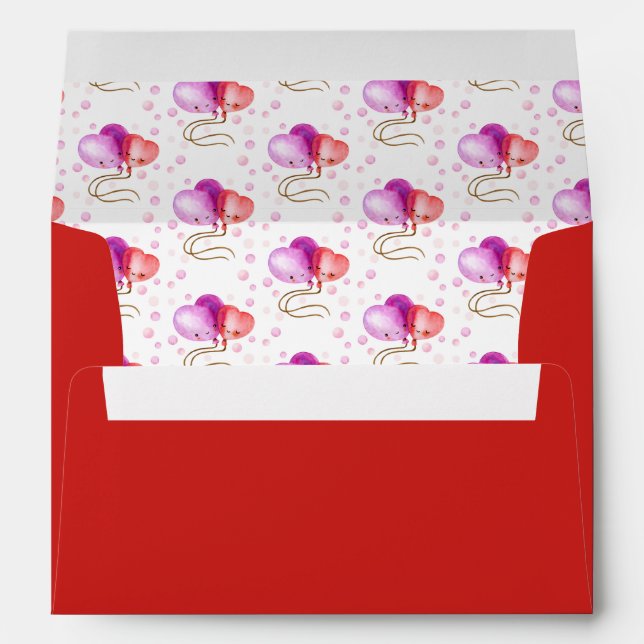 Cute Valentine's Day Balloons customised colour Envelope (Back (Bottom))