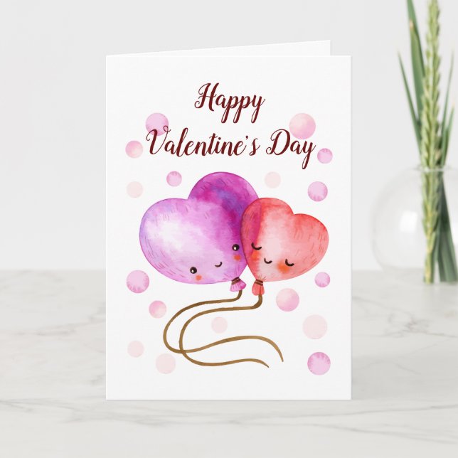 Cute Valentine's Day Balloons Personalised Card (Front)