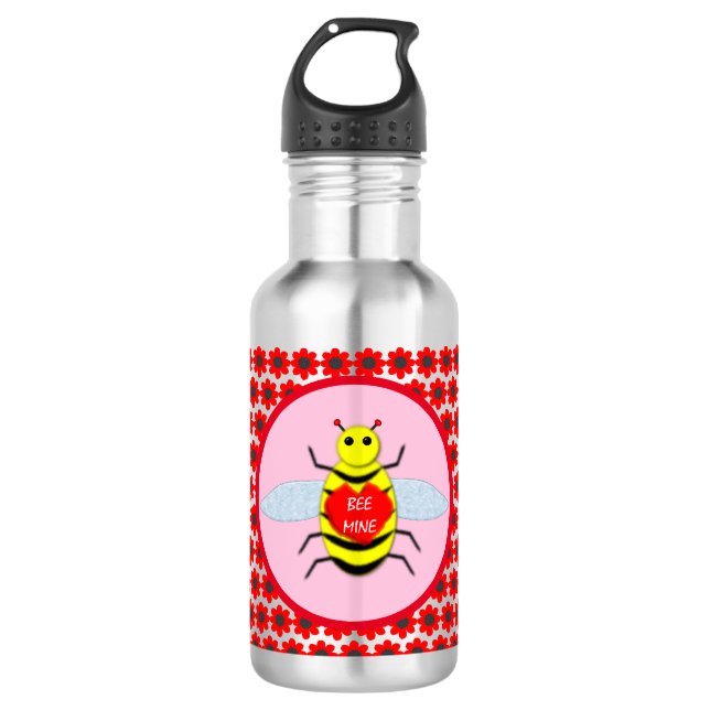 Cute Valentines Day Bee 532 Ml Water Bottle (Front)