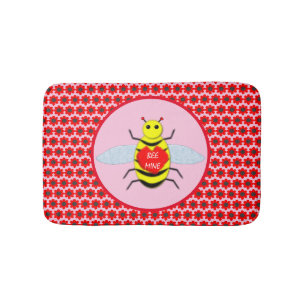 Cute Valentines Day bee Bath Mat