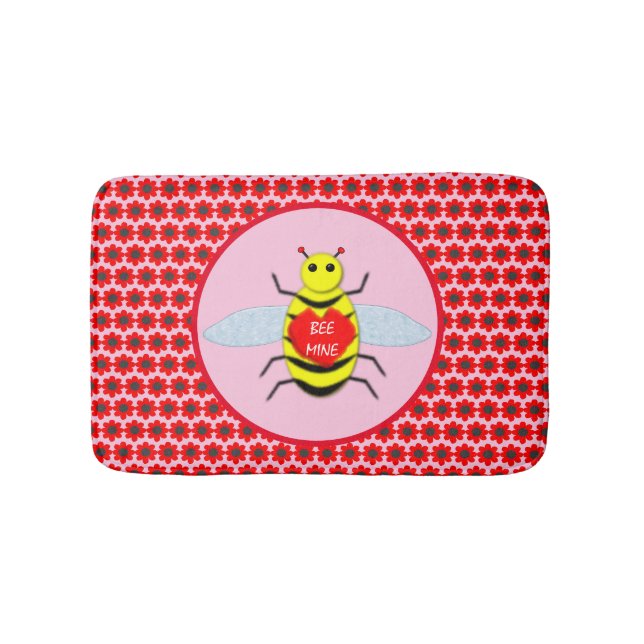 Cute Valentines Day bee Bath Mat (Front)