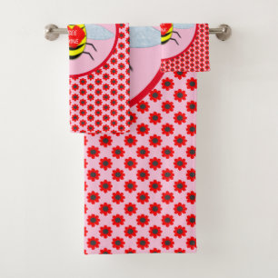 Cute Valentines Day Bee Bath Towel Set