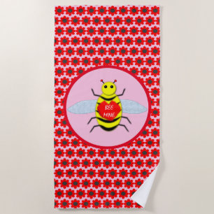 Cute Valentines Day Bee Beach Towel