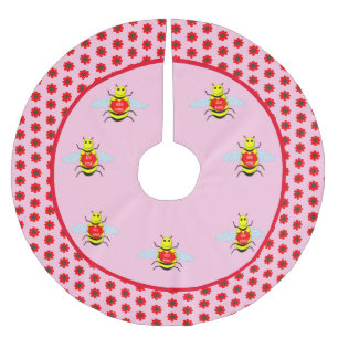 Cute Valentines Day Bee Brushed Polyester Tree Skirt