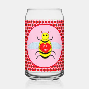 Cute Valentines Day Bee Can Glass