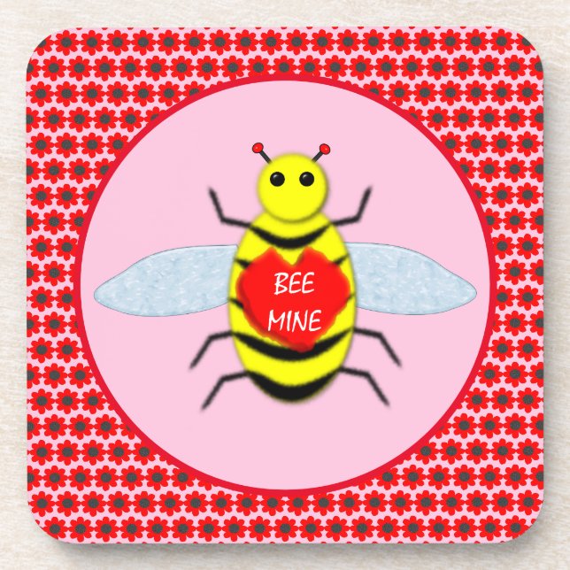 Cute Valentines Day Bee Coaster (Front)