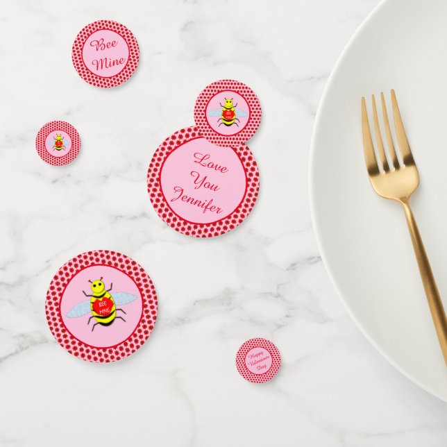 Cute Valentines Day Bee Custom Confetti (Group)