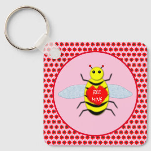 Cute Valentines Day Bee Custom Key Ring