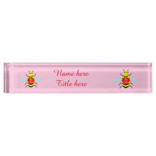 Cute Valentines Day Bee Custom Nameplate