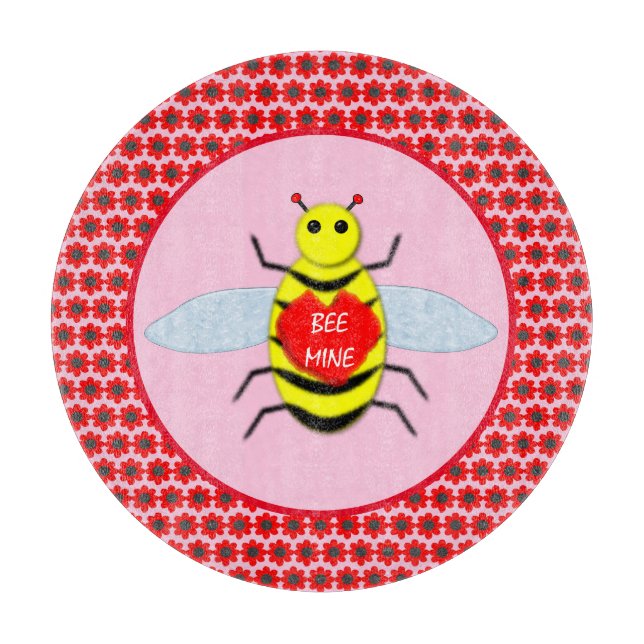 Cute Valentines Day Bee Cutting Board (Front)
