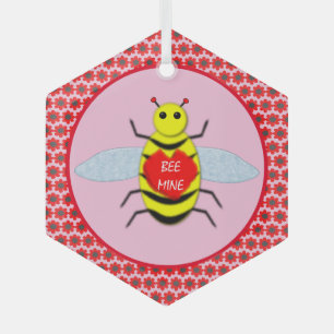 Cute Valentines Day Bee Glass Tree Decoration