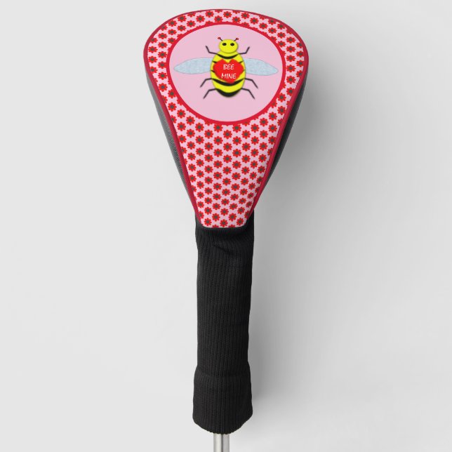 Cute Valentines Day Bee Golf Head Cover (Front)