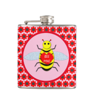 Cute Valentines Day Bee Hip Flask