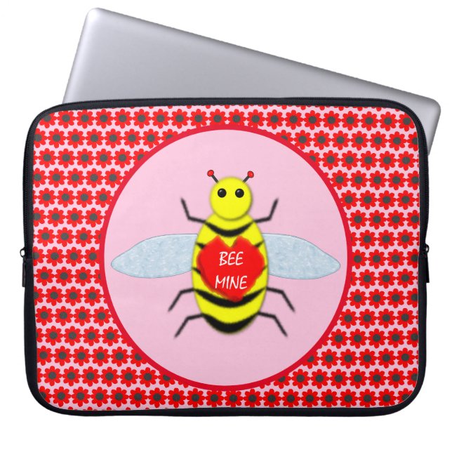 Cute Valentines Day Bee Laptop Sleeve (Front)