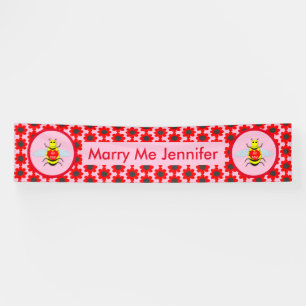 Cute Valentines Day Bee Marry Me Proposal Banner