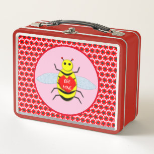 Cute Valentines Day Bee Metal Lunch Box