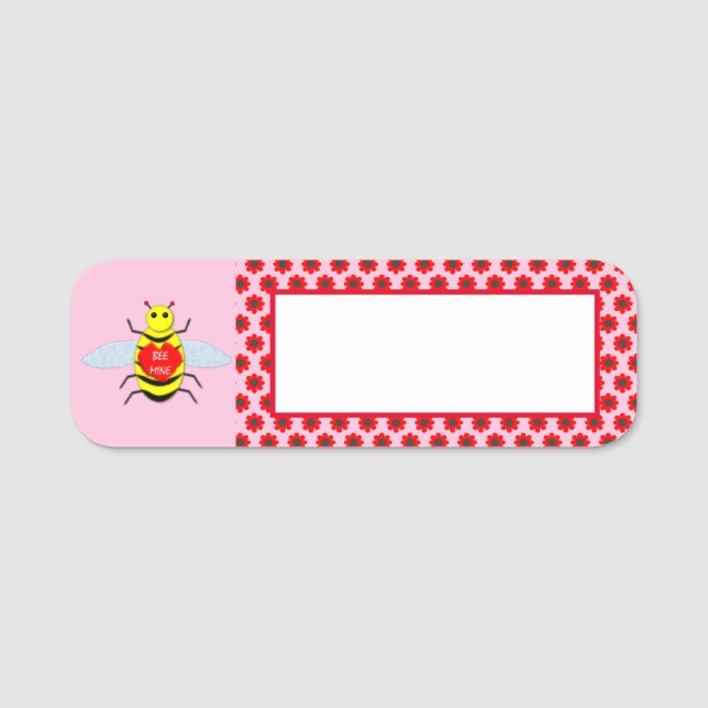Cute Valentines Day Bee Name Tag (Front)