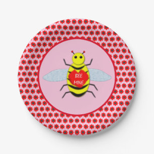 Cute Valentines Day Bee Paper Plate