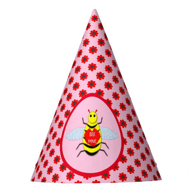 Cute Valentines Day Bee Party Hat (Front)