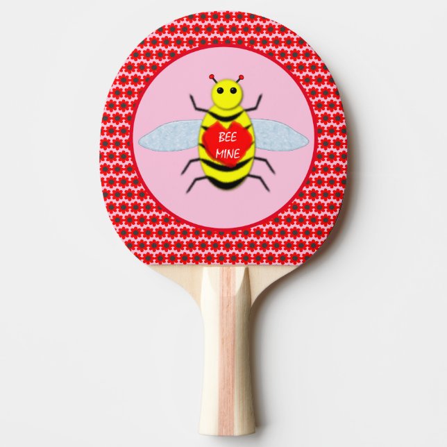 Cute Valentines Day bee Ping Pong Paddle (Front)