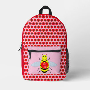 Cute Valentines Day Bee Printed Backpack