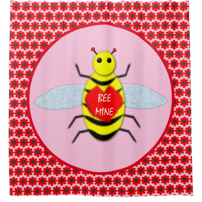 Cute Valentines Day Bee Shower Curtain (Front)