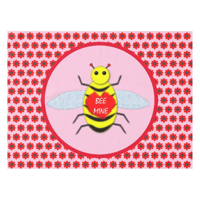 Cute Valentines Day Bee Tablecloth (Front (Horizontal))