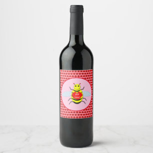 Cute Valentines Day Bee Wine Label