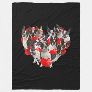 Cute Valentines Day Boston Terrier Dog Heart Puppy Fleece Blanket