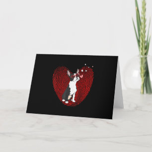 Cute Valentines Day Boston Terrier Graphic Heart Holiday Card