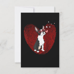 Cute Valentines Day Boston Terrier Graphic Heart RSVP Card