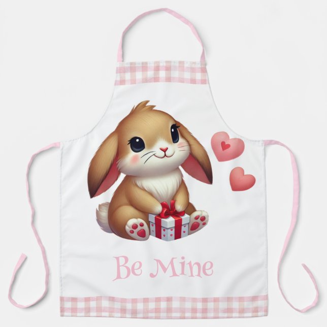 Cute Valentine's Day bunny rabbit  Apron (Front)