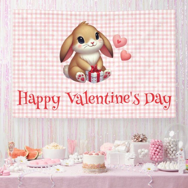 Cute Valentine's Day bunny rabbit  Banner (Party)