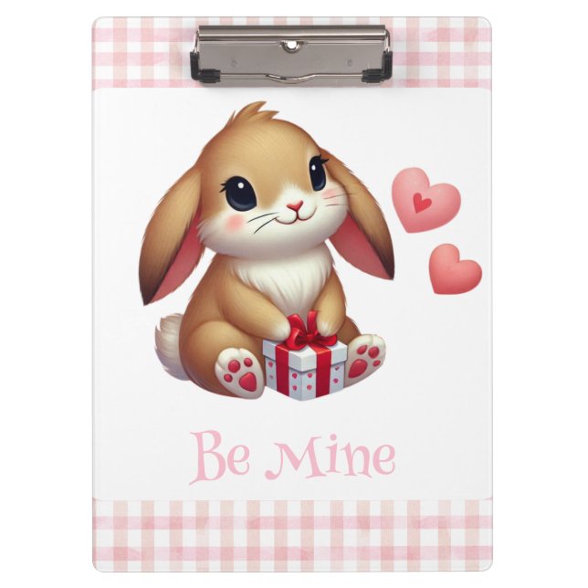 Cute Valentine's Day bunny rabbit  Clipboard (Front)