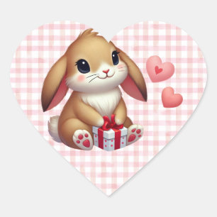 Cute Valentine's Day bunny rabbit Heart Sticker