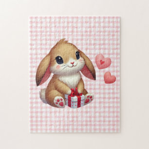 Cute Valentine's Day bunny rabbit Jigsaw Puzzle