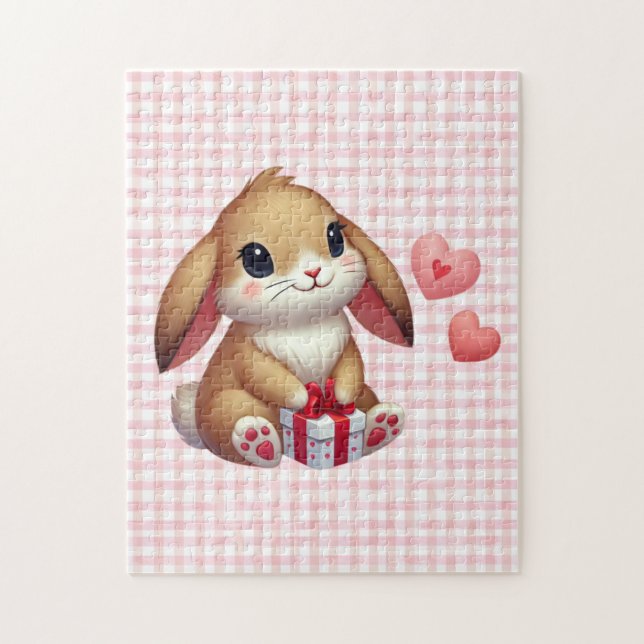 Cute Valentine's Day bunny rabbit  Jigsaw Puzzle (Vertical)