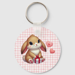 Cute Valentine's Day bunny rabbit  Key Ring