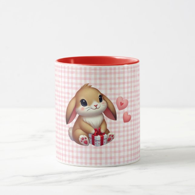 Cute Valentine's Day bunny rabbit  Mug (Center)