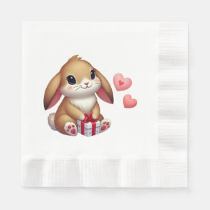 Cute Valentine's Day bunny rabbit  Napkin