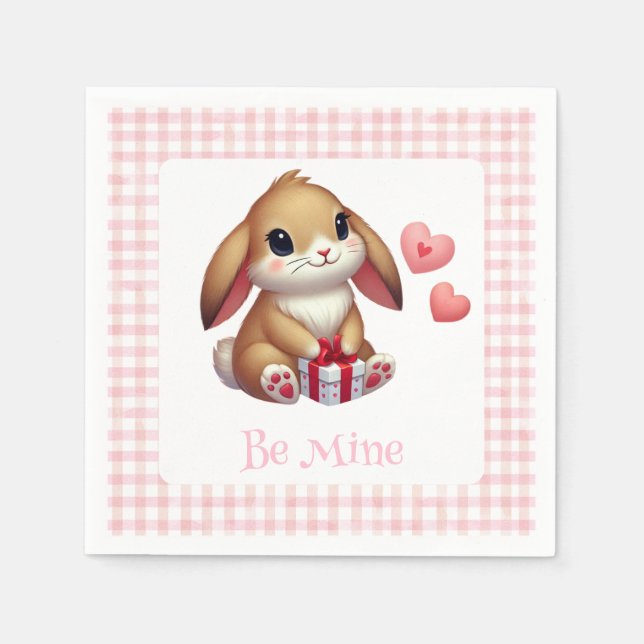 Cute Valentine's Day bunny rabbit  Napkin (Front)