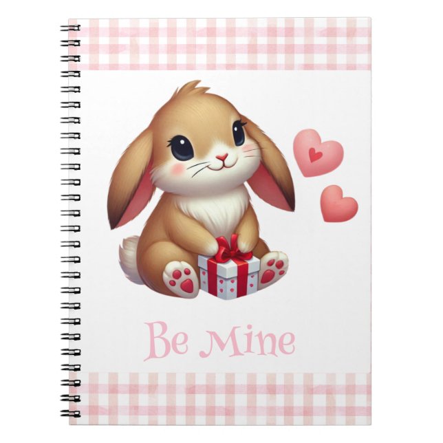 Cute Valentine's Day bunny rabbit  Notebook (Front)