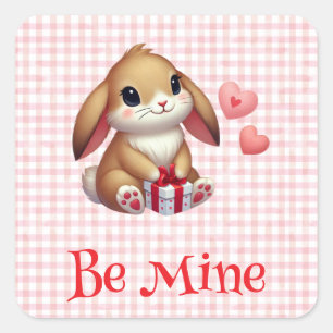 Cute Valentine's Day bunny rabbit  Square Sticker