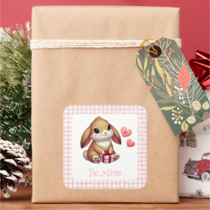 Cute Valentine's Day bunny rabbit  Square Sticker